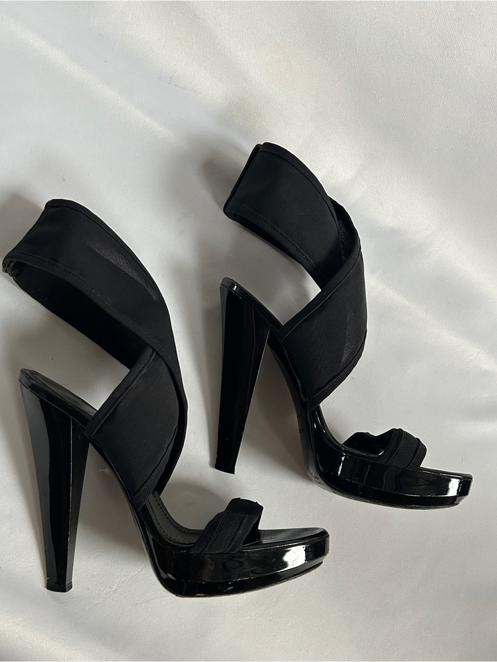 Burberry Black mesh High-Heel Platform Sandals - stretch mesh